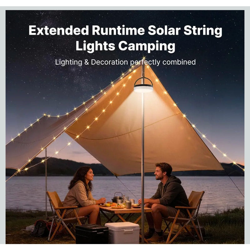 Solar Camping String Lights, 5400mAh/ 49.2FT/ 11 Modes Rechargeable