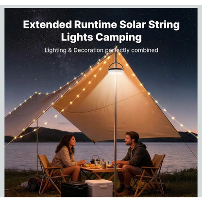 Solar Camping String Lights, 5400mAh/ 49.2FT/ 11 Modes Rechargeable