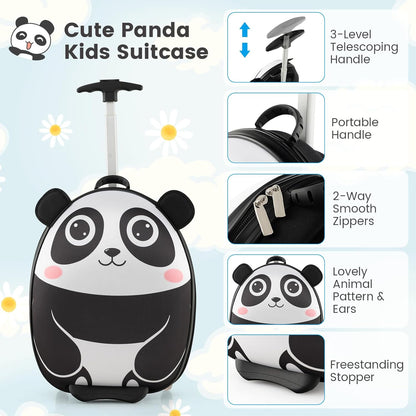 2 PC Kids Carry On Luggage Set 16" Rolling Wheel Suitcase & 12" Backpack Airline Approved Toddler