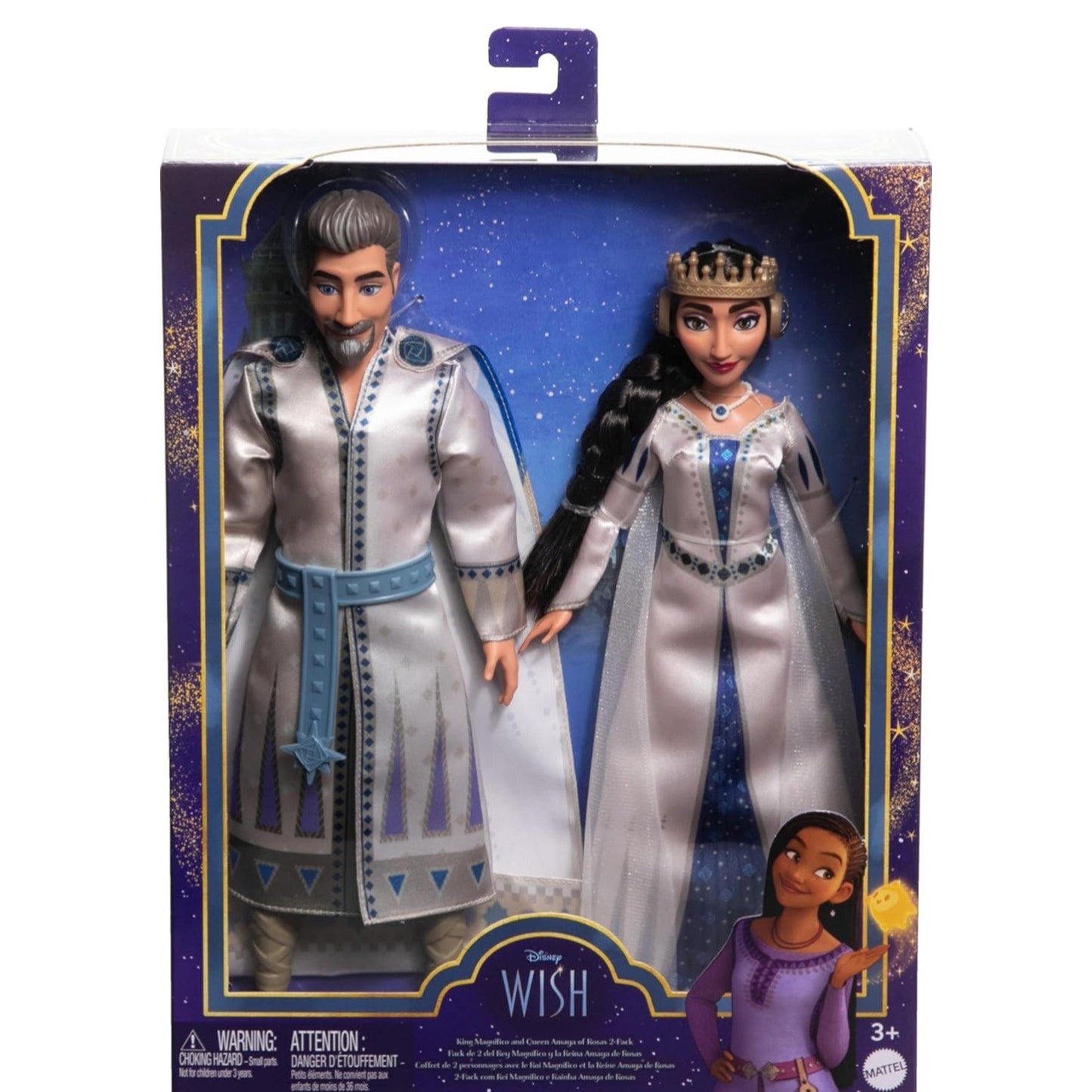 Disney’s Wish 2-Doll Set King Magnifico & Queen Amaya Posable Removable Outfits & Accessories