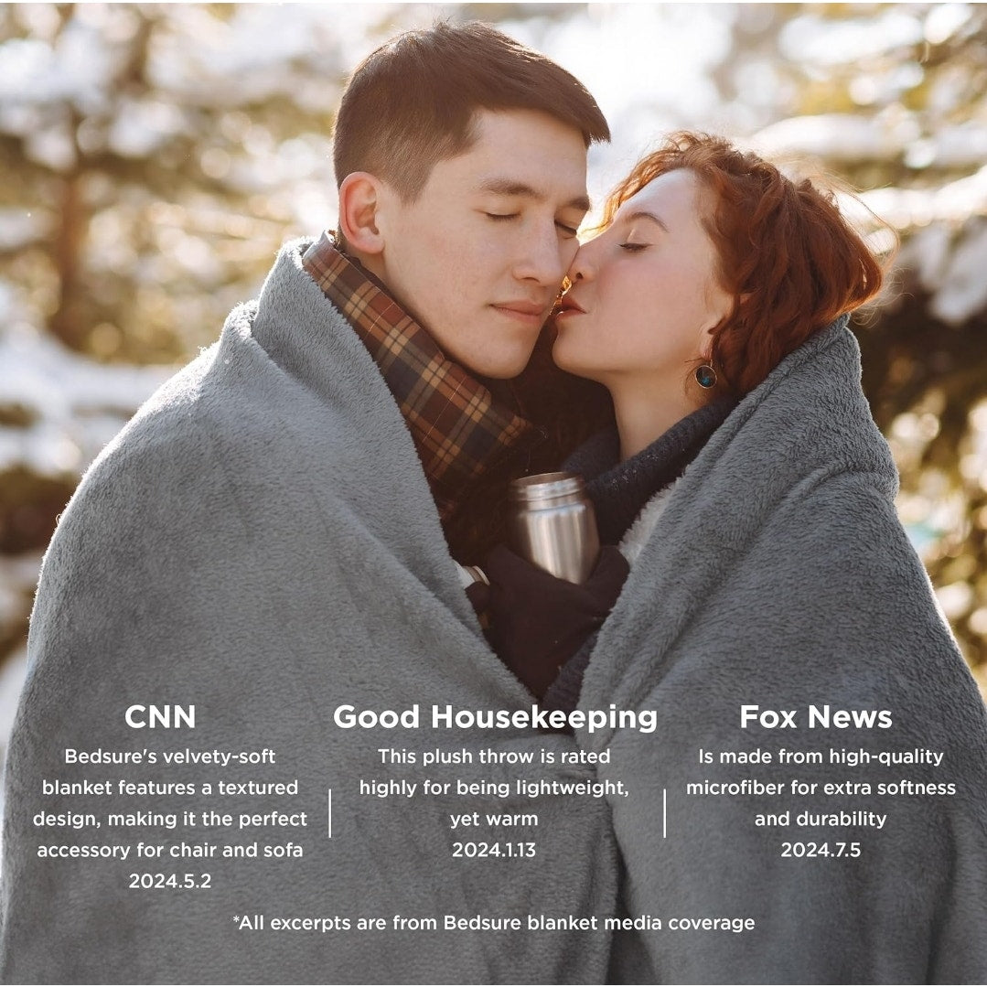 Bedsure GentleSoft Fleece Blanket Twin Size, Grey - 300GSM 60x80 in.