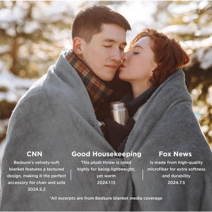 Bedsure GentleSoft Fleece Blanket Twin Size, Grey - 300GSM 60x80 in.