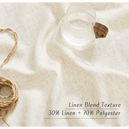 Natural Off-White Linen Curtains w/ Grommets 55"x110" 2 Panel Set