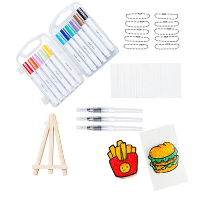Magic Puffy Paint 3D Foam Texture Painting Kit Drawing Canvas Sponge 12 Color Brush Tip