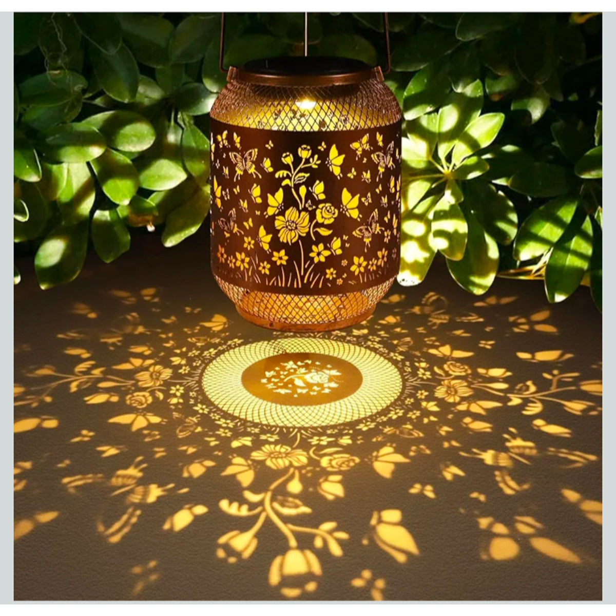 2 Pack Outdoor Solar Lanterns Light Butterfly pattern