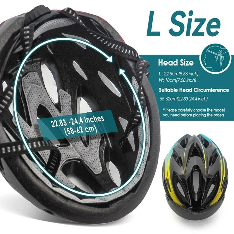 Bike Helmet for Adults with Light and Goggles Fits 58 - 62 cm (22.83-24.41 in)