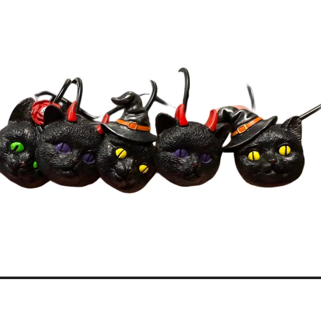 Halloween Black Cat Shower Curtain Hooks New in Box Set of 12