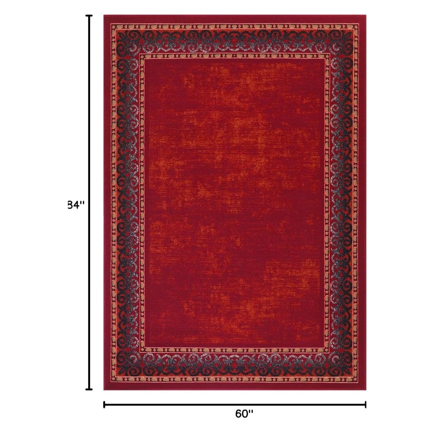 Antep Rug Alfombras Bordered Modern 5x7 Non-Slip Non-Skid