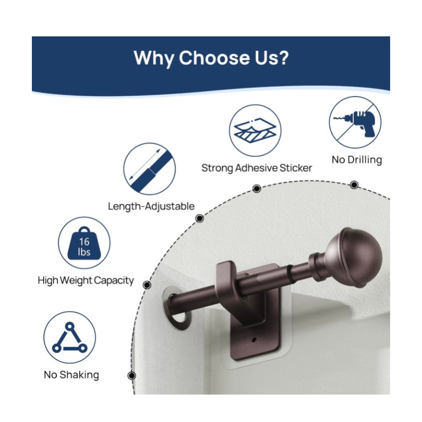 Bronze Curtain Rod for Window Adjustable from 27-65 inches