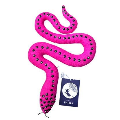 New 15" Pink Wool Jeweled Snake Halloween Decor NWT