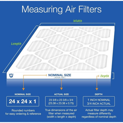 Nordic Pure 24x24x1 (23 3/8 x 23 3/8 x 3/4) Pleated MERV 12 Air Filters 6 Pack