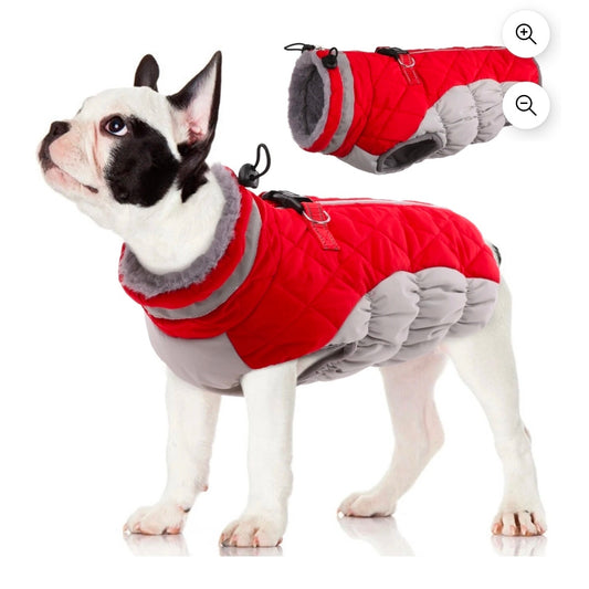 Dog Winter Coat Jacket Warm Reflective, Size Medium, Red