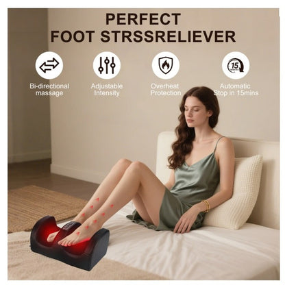 Shiatsu Foot Massager Machine w/ Heat Foot & Calf Massager w/ Massage Roller Deep Tissue Massager