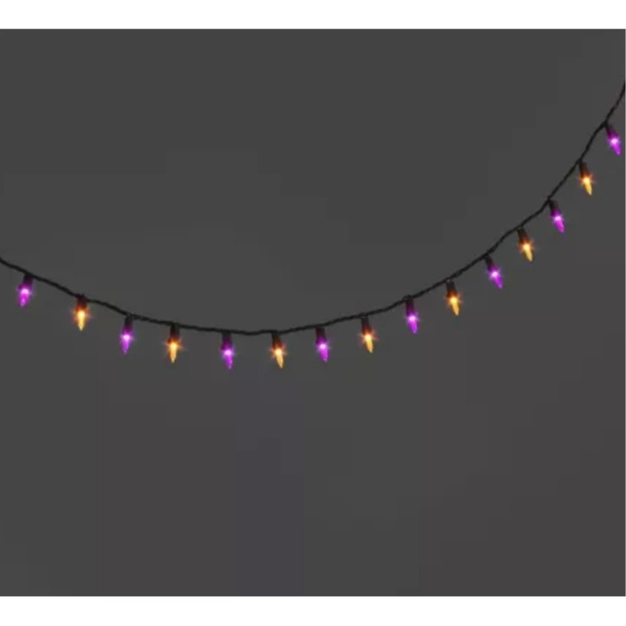 New 100ct LED Halloween Indoor Outdoor Miniature String Lights Orange & Purple