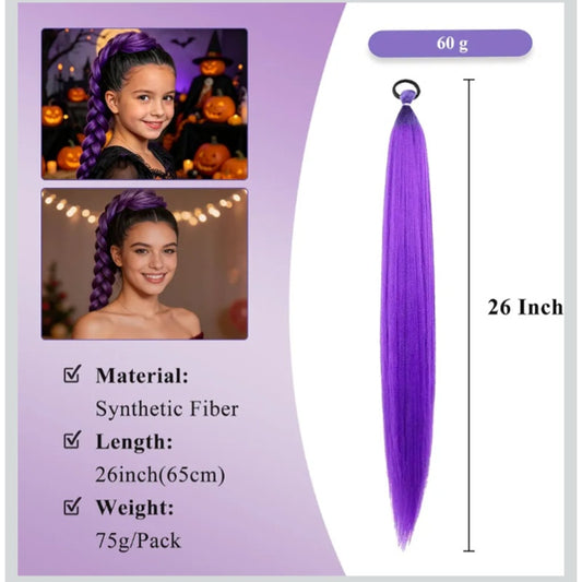 New Set of Two 26" Purple Hair Extensions Clip In - Great for Halloween