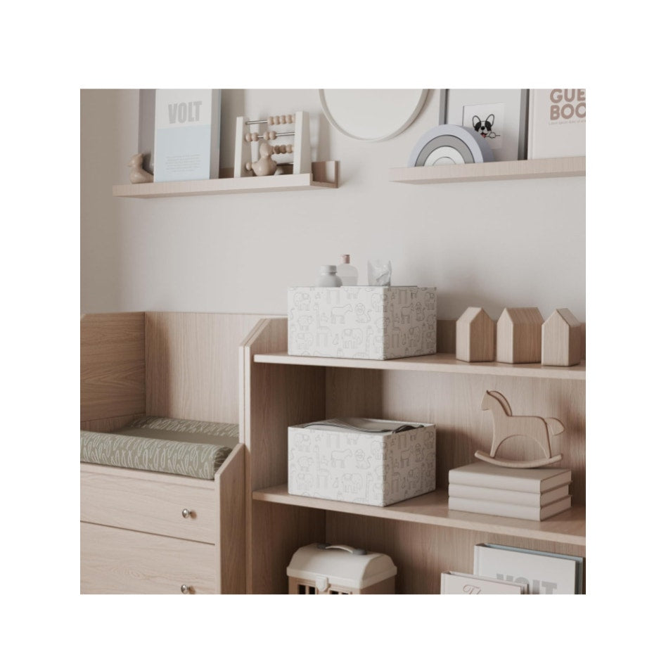 Infant Baby Room Grey Zoo Animal Decorative Storage Bins Organizer Set of 2