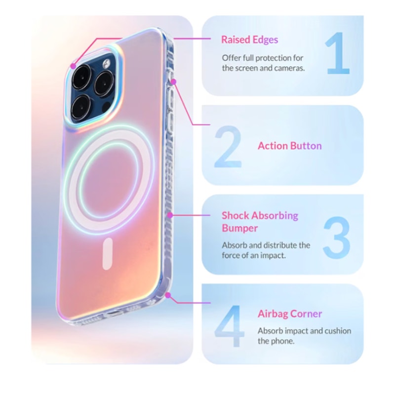 iPhone 15 Pro Case [Compatible with Magsafe] Fluorescent Holographic Iridescent
