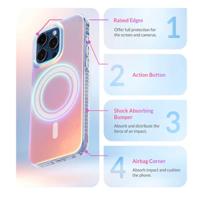 iPhone 15 Pro Case [Compatible with Magsafe] Fluorescent Holographic Iridescent