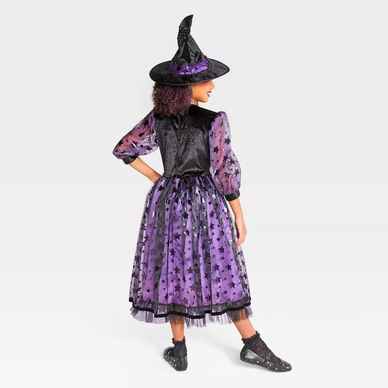 Kids' Light-Up Starlight Witch Halloween Costume Dress Size S 6-7