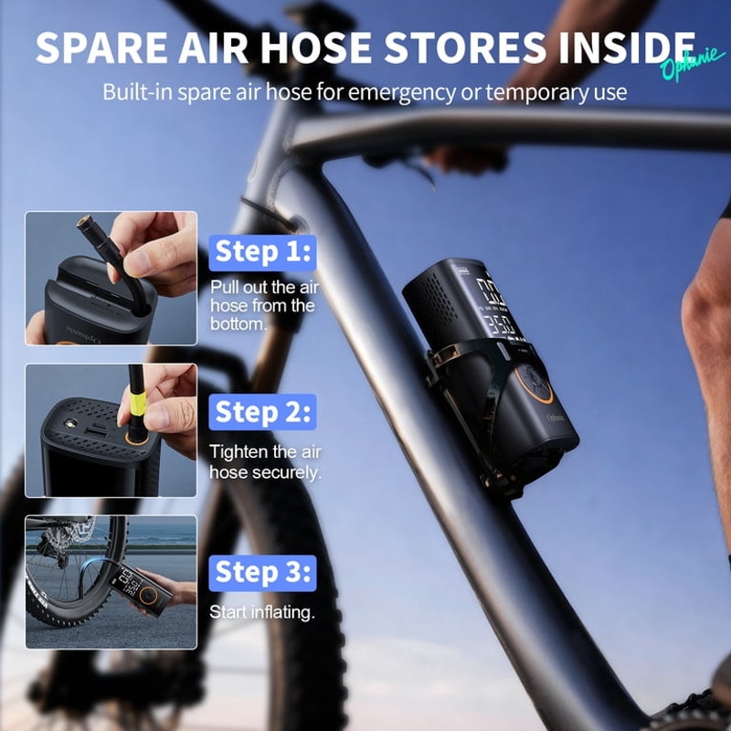 Ophanie Cordless Portable Tire Inflator 160 PSI, 4000mAh,  Bicycle, Motorcycles