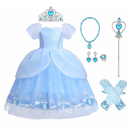 Girls Princess Cinderella Costume Dress Gown Age 5-6 (CN 130)