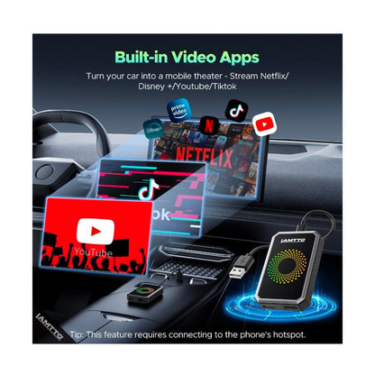 Car Vehicle Video Box for Streaming Netflix/YouTube/TikTok Wireless Carplay Adapter