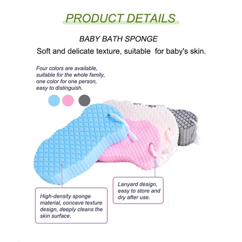 Set of 2 Exfoliating Bath Sponges Super Soft w/ Built in Hanging Rope