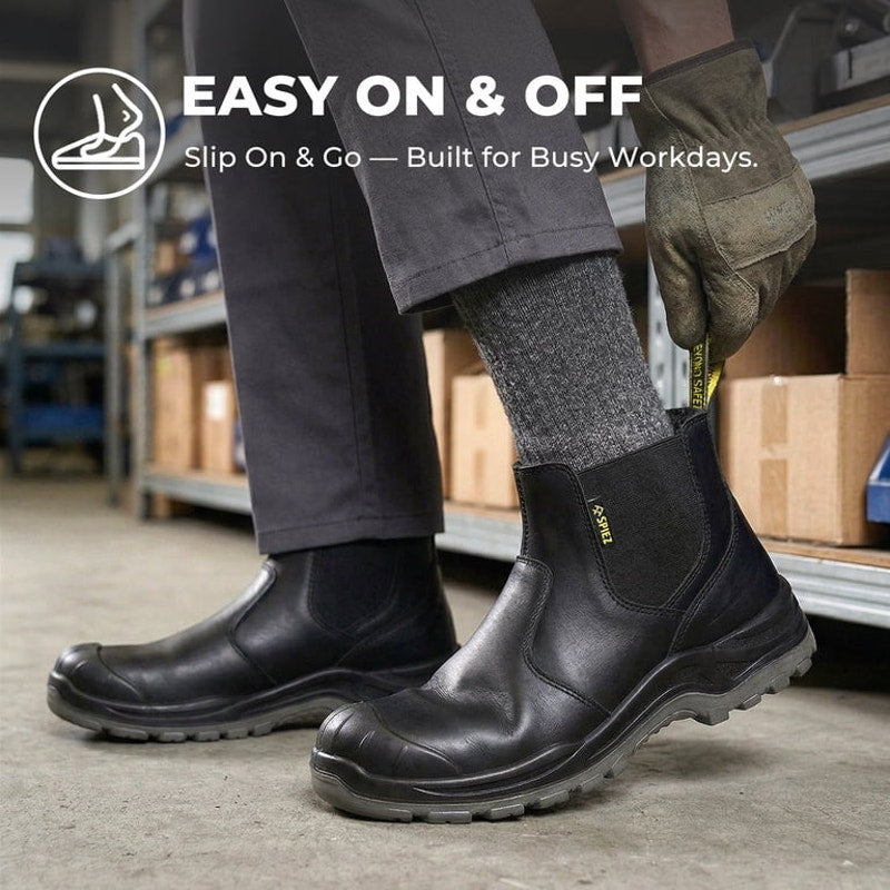 SPIEZ Men's Steel Toe Chelsea Work Boots 10.5 Waterproof Non-Slip 6-Inch Safety