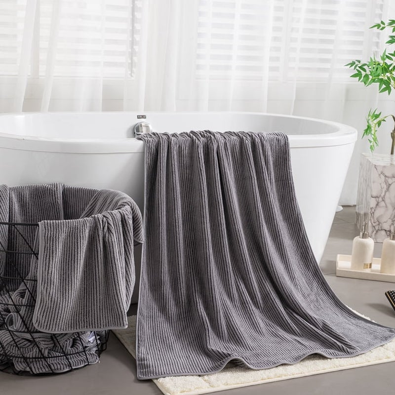 Dark Gray 8 Piece Oversized Microfiber Extra Large Bath Towel Set Bath Sheet