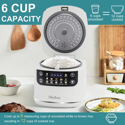 Bluebow Digital Rice Cooker, 6-Cup/2.1QT