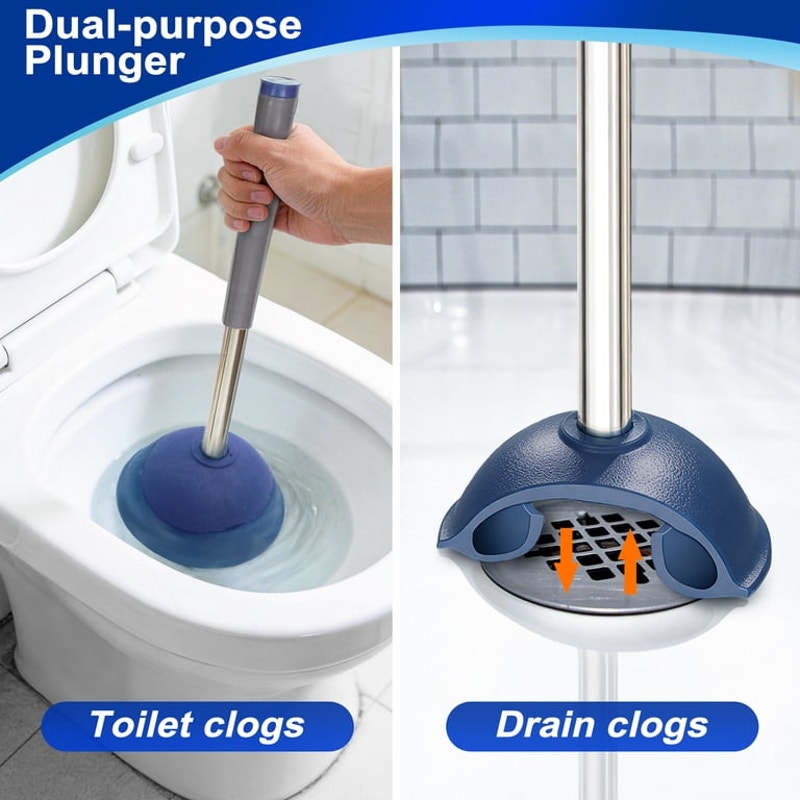 Toilet Plunger and Brush Set with Holder