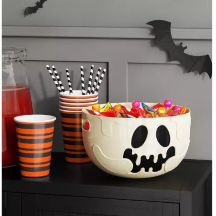New 3L Plastic Round Shaped Ghost Candy Serving Bowl - Hyde and EEK!