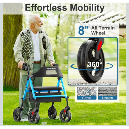 Foldable Rollator Walkers with Seat for Seniors