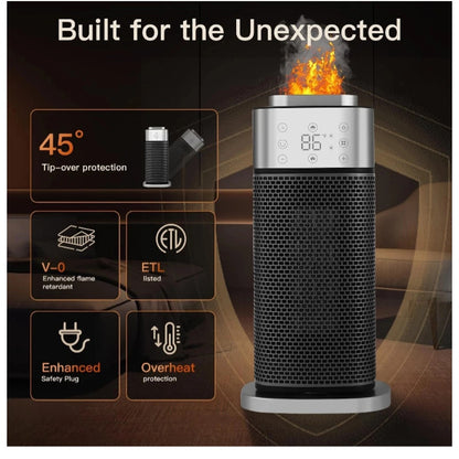 1500W PTC Ceramic Space Heater with Humidifier - 70° Oscillation