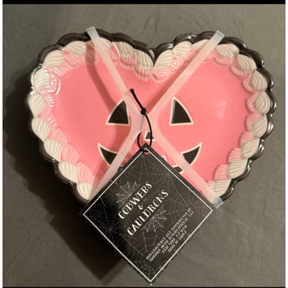 Set of 4 Cobweb and Cauldrons Heart Shaped Jack-O-Lantern Appetizer Plates