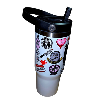 Horror Movie Whore Straw Sipper Insulated Stainless Steel Water Bottle Tumbler UV DTF