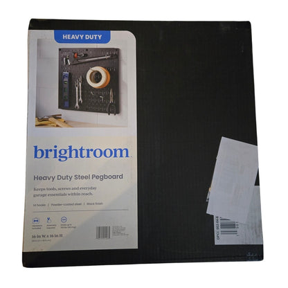 New Heavy Duty Steel 16" Square Black Pegboard w/ 14 Hooks - Wall & Garage