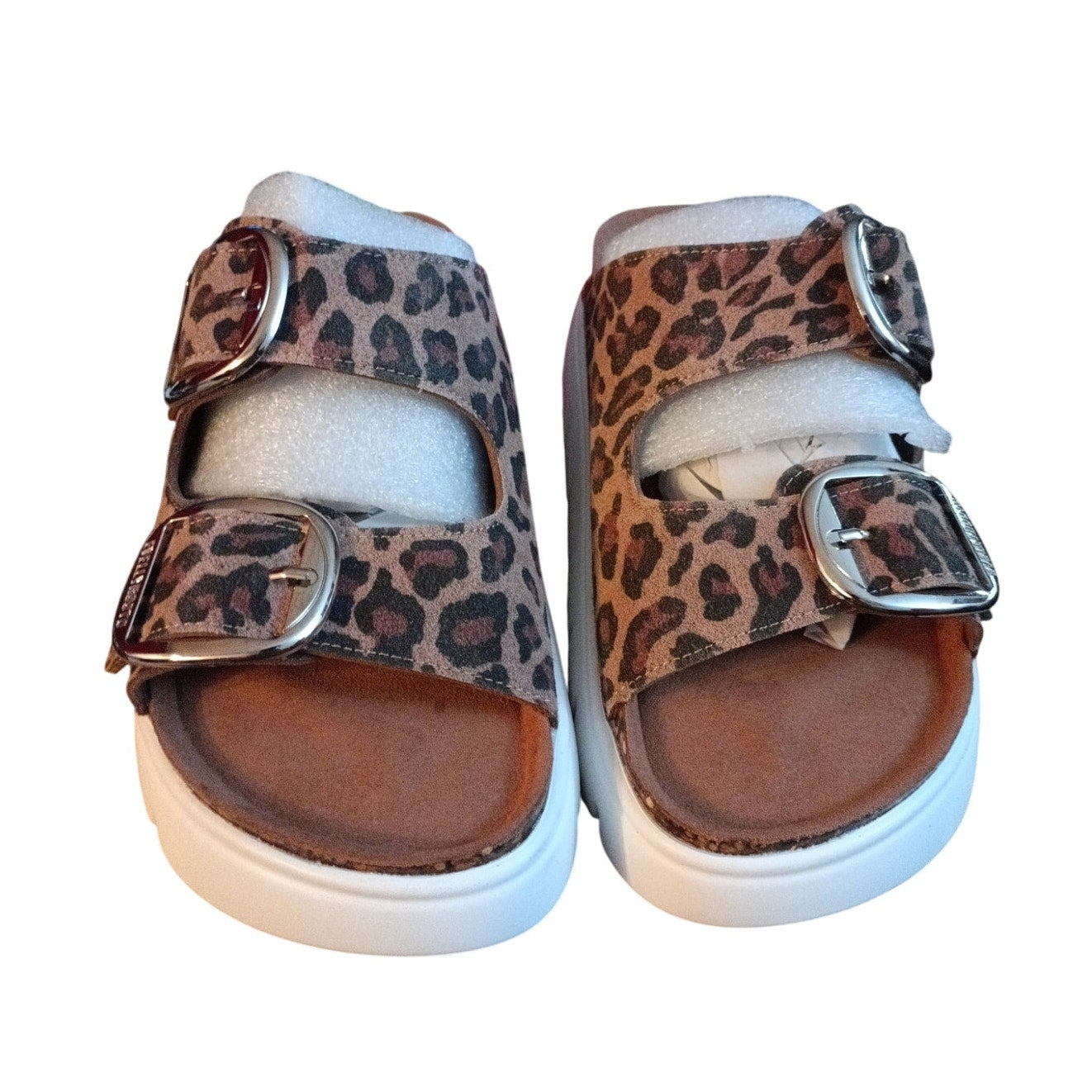 Jazmin Brown Leopard Platform Sandals Women's Size 6