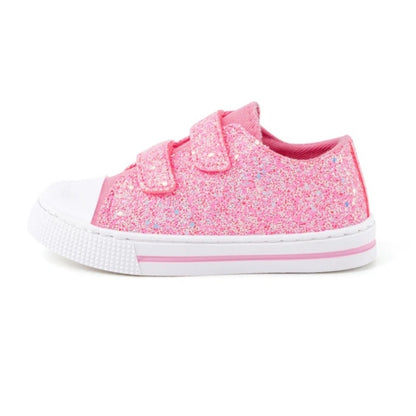 Toddler Little Kids' Pink Glitter Non-Slip Shoes w/ Velcro Closure Size 7