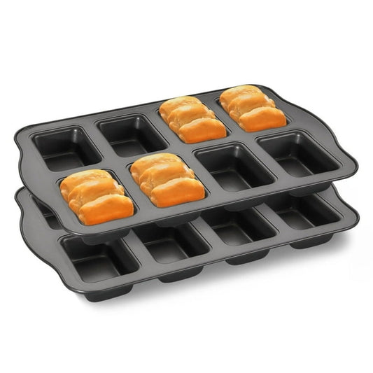 Mini Loaf Pans 8-Cavity, 2 Pack Nonstick
