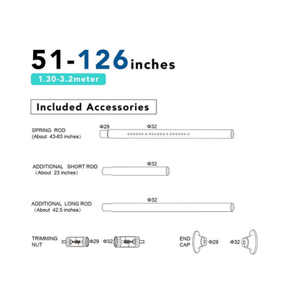 Tension Curtain Rod, 51-126 Inch