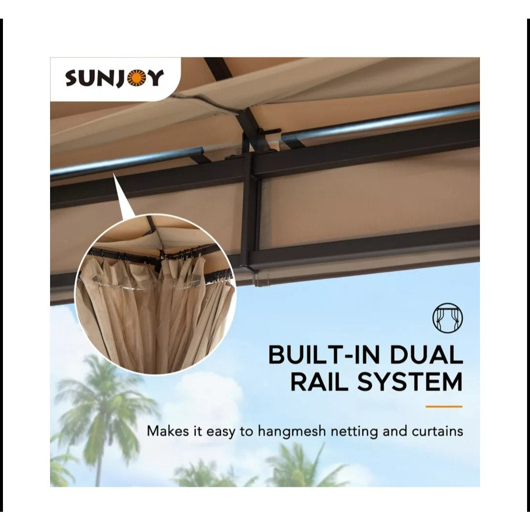 NEW Sunjoy 12 x 12 3-Tier Soft top Gazebo w/ Canopy, Mosquito Netting, & Curtains