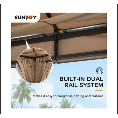 NEW Sunjoy 12 x 12 3-Tier Soft top Gazebo w/ Canopy, Mosquito Netting, & Curtains