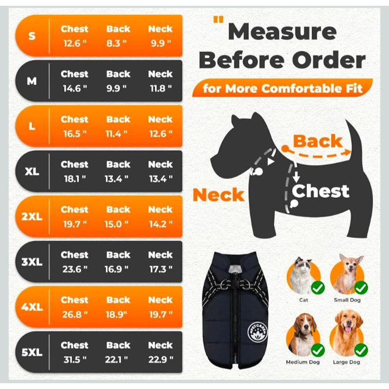 Winter Dog Coat with Harness Built in Waterproof Dog Jacket Warm Pet Fleece Vest