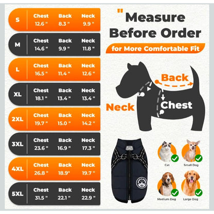 Winter Dog Coat with Harness Built in Waterproof Dog Jacket Warm Pet Fleece Vest