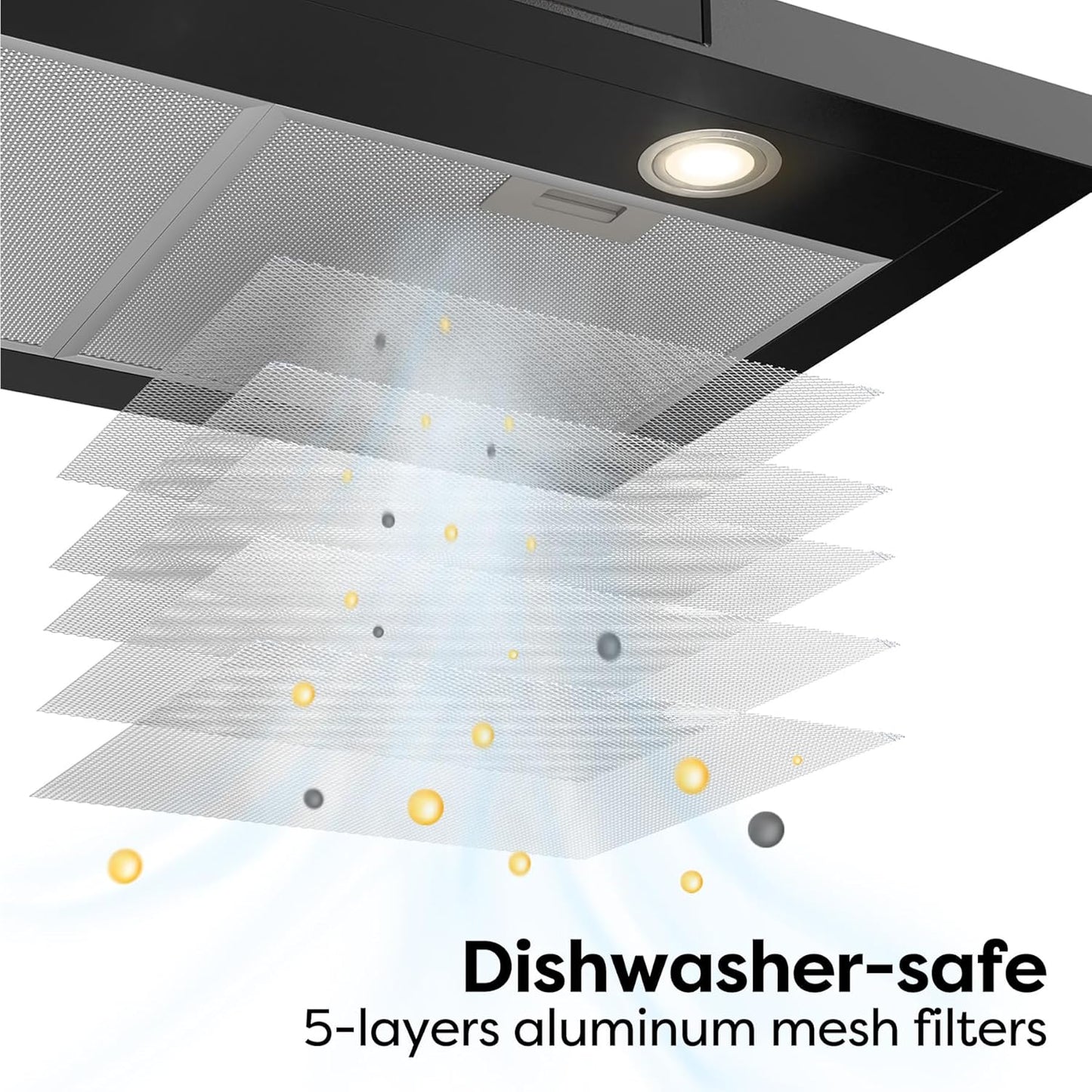 Black Range Hood 30" Wifi Smart Home Device Voice Control Stove Vent 3 Speed Fan Wall Mount