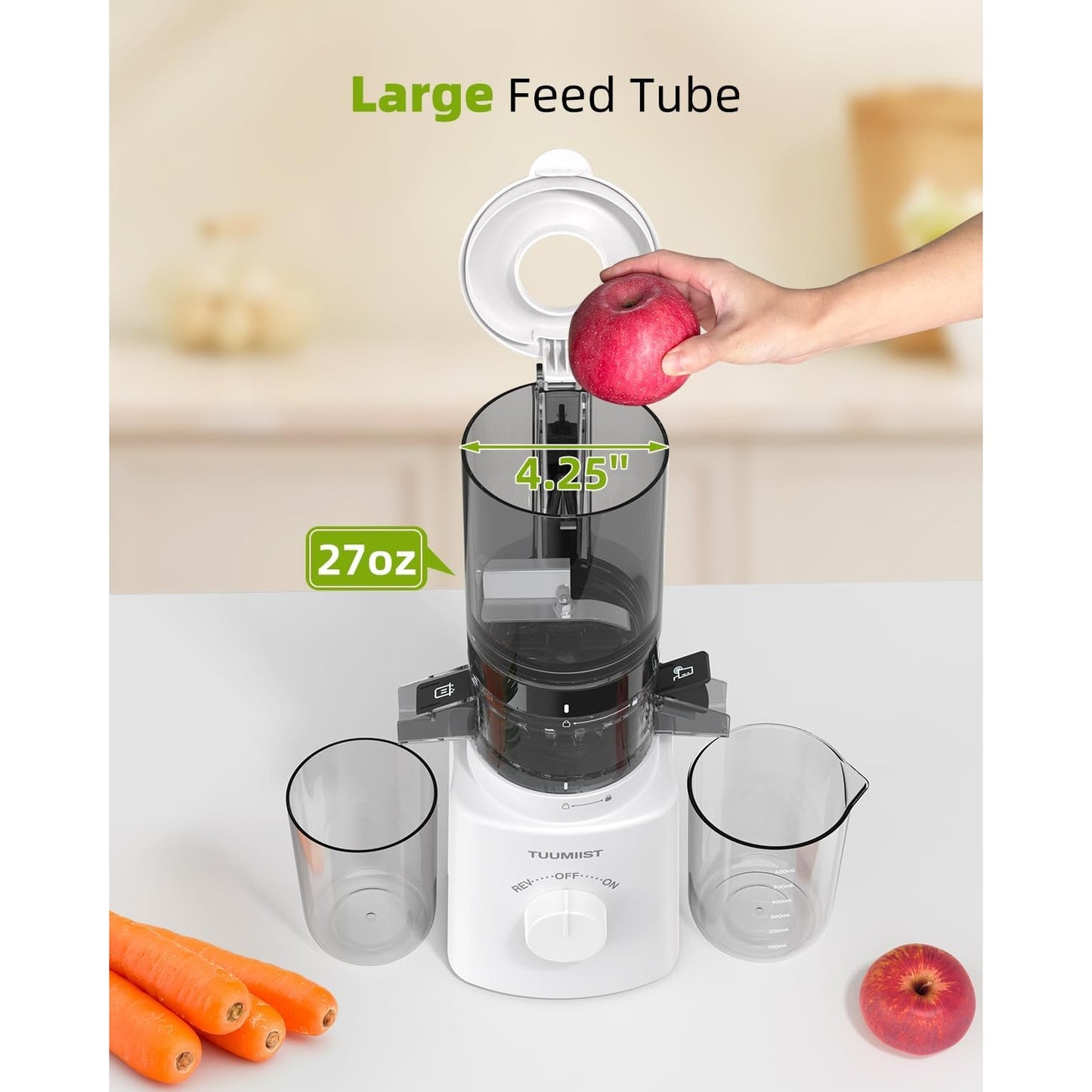 Cold Press Juicer with 8 Juice Bottles - Masticating Juicer Machine