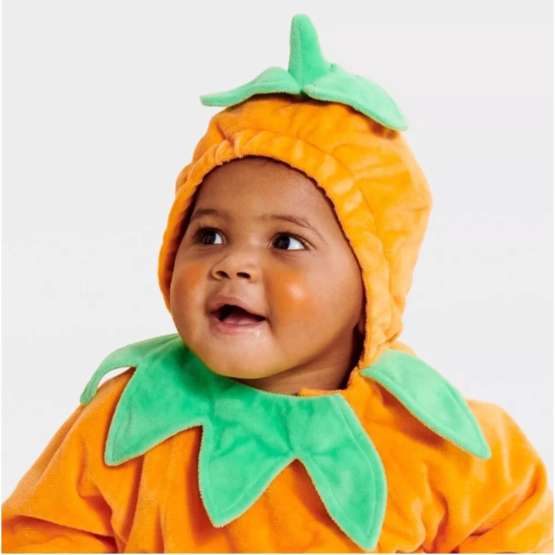 Hyde & EEK! Infant Pumpkin Halloween Costume Pullover - Size 0-6 Months - Orange - New