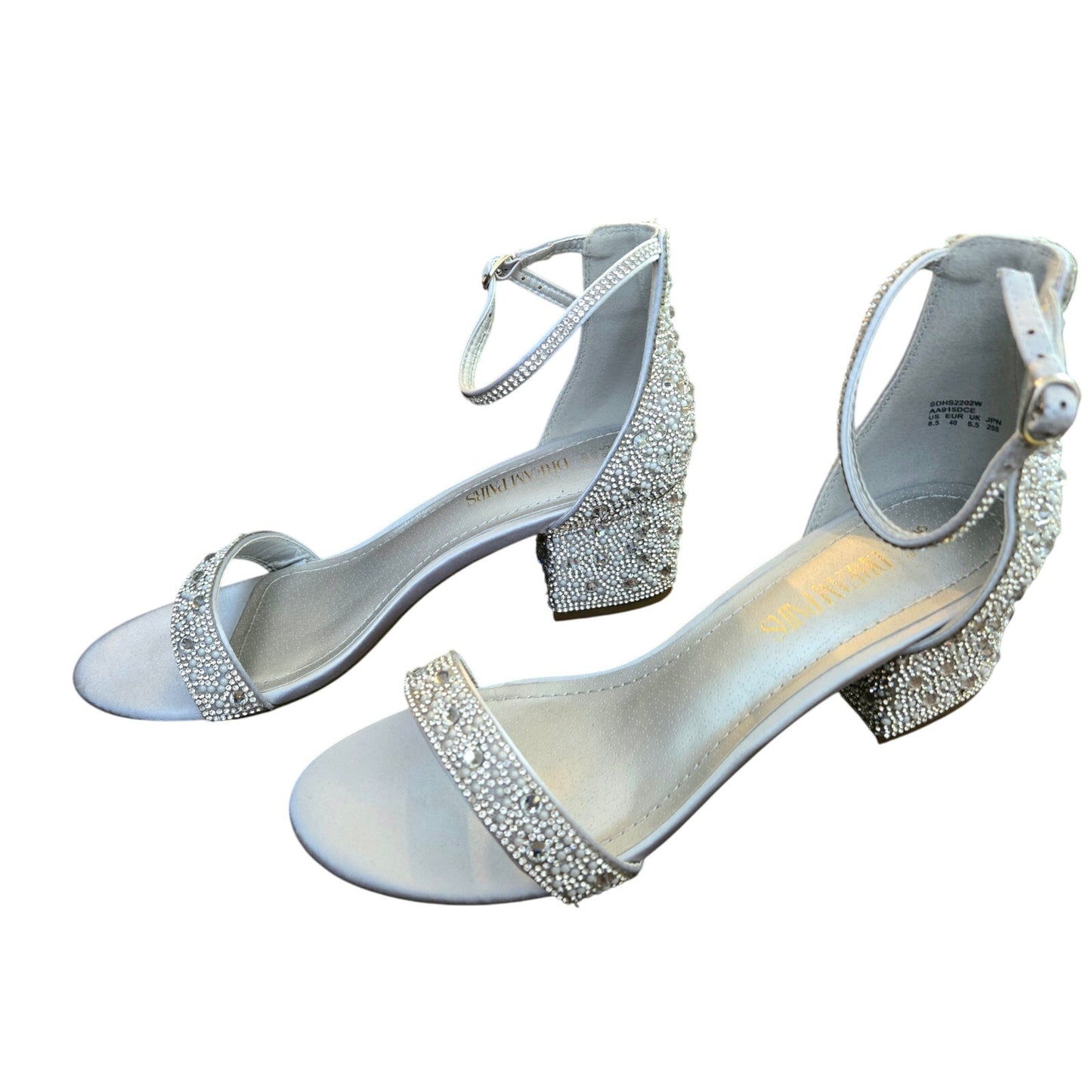 Dream Pairs Rhinestone 2-Inch Low Chunky Heel Sandals Size 8.5 M