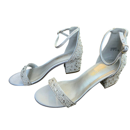 Dream Pairs Rhinestone 2-Inch Low Chunky Heel Sandals Size 8.5 M